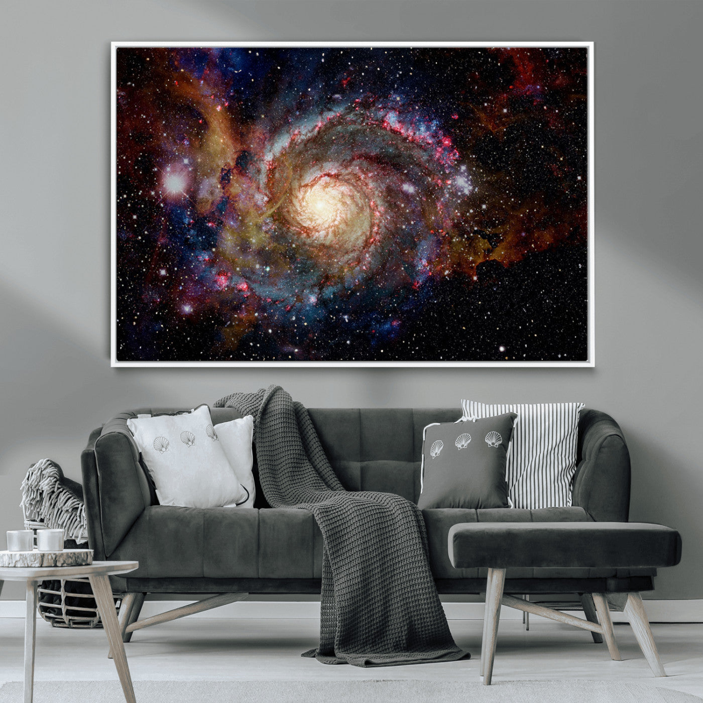 MGV-FC-36X24 - Nebula and Galaxies in Space Wall Art Canvas Print, Spiral Galaxy Wall Art Canvas Print