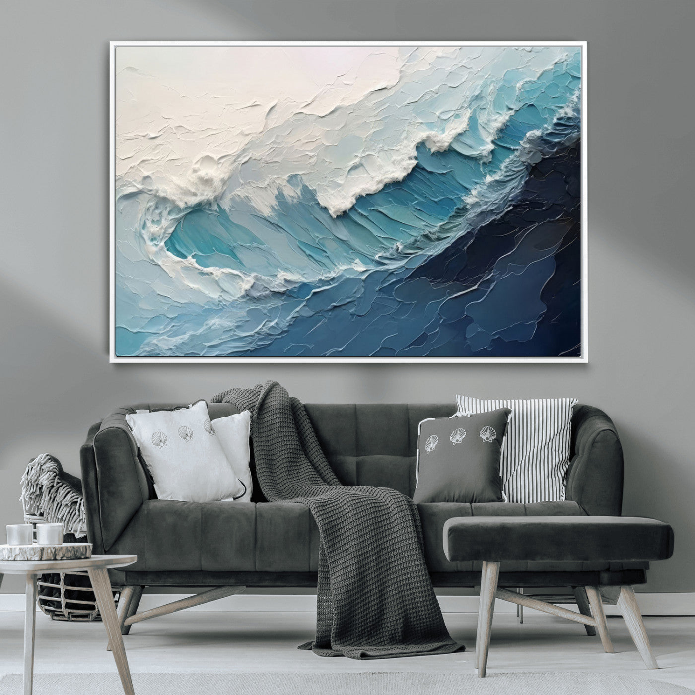 MGV-FC-36X24 - Ocean Wave Canvas Wall Art Print - Coastal Wall Decor for Living Room - Large Ocean Wave Wall Art