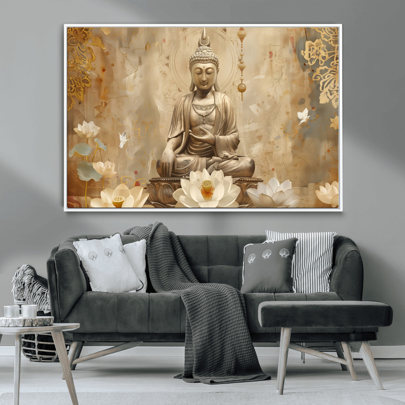 MGV-FC-36X24 - Buddha Wall Art Canvas Print, Buddha Meditation Room Decor, Yoga Room Wall Decor