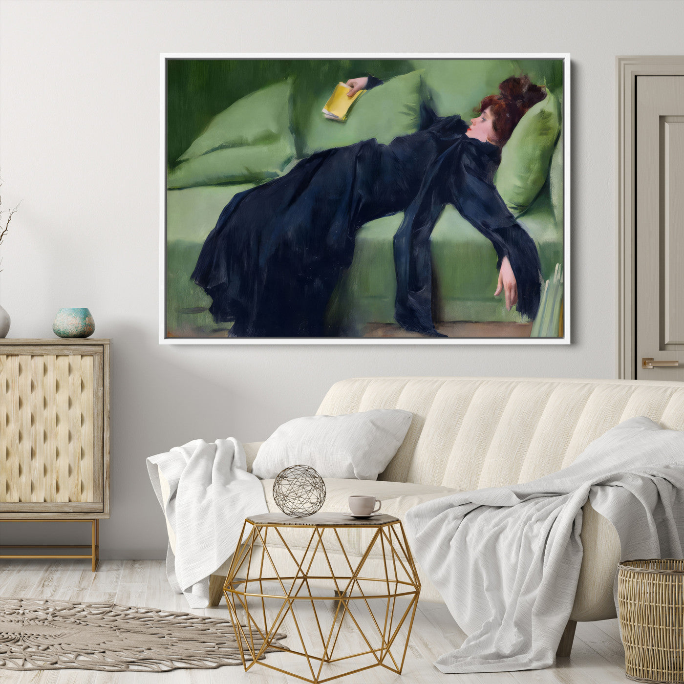 17725-MGV-CV-30X20-Decadent Girl by Ramon Casas Wall Art Canvas Print, Framed Decadent Girl Canvas Print