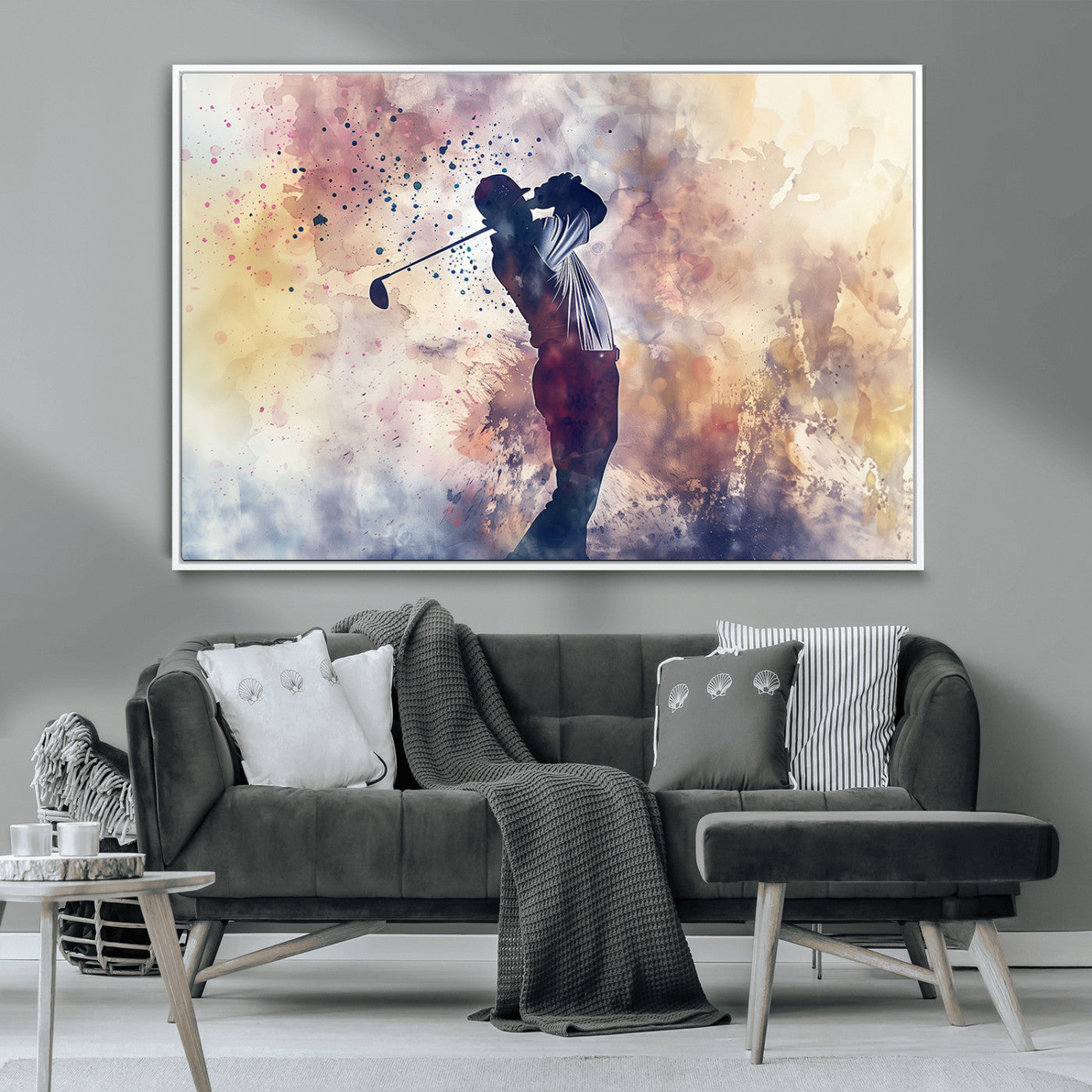 MGV-FC-36X24 - Abstract Watercolor Golf Player Wall Art Canvas Print