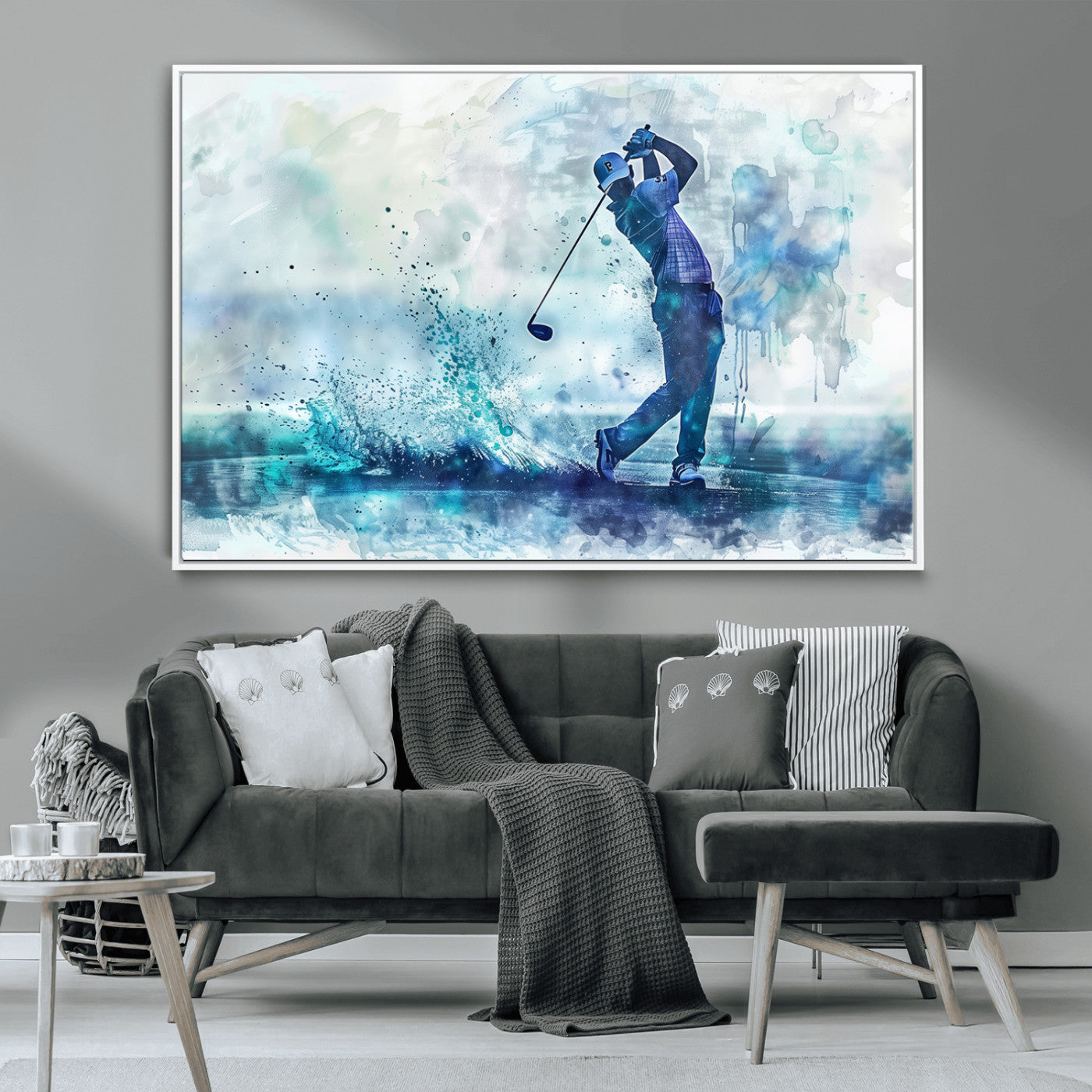 MGV-FC-36X24 - Golf Swing Wall Art Canvas Print - Sports-Inspired Watercolor Decor - Ready to Hang