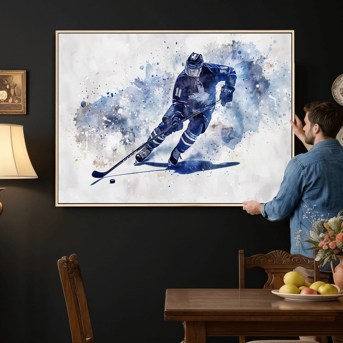 39795-MGV-CV-36X24 - Hockey Player Wall Art Canvas Print