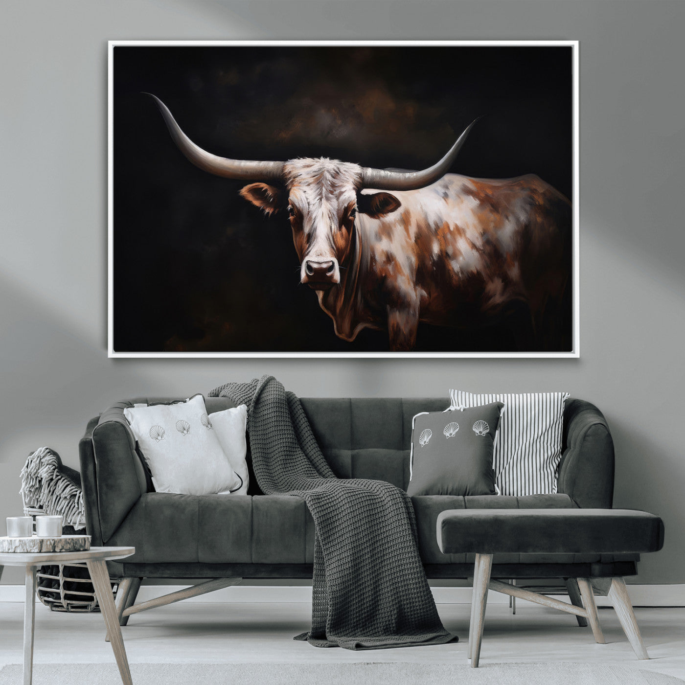 82543-MGV-CV-36X24-Texas Longhorn Wall Art Canvas Print | Western Ranch Decor | Bold Rustic Cattle Artwork | Ready to