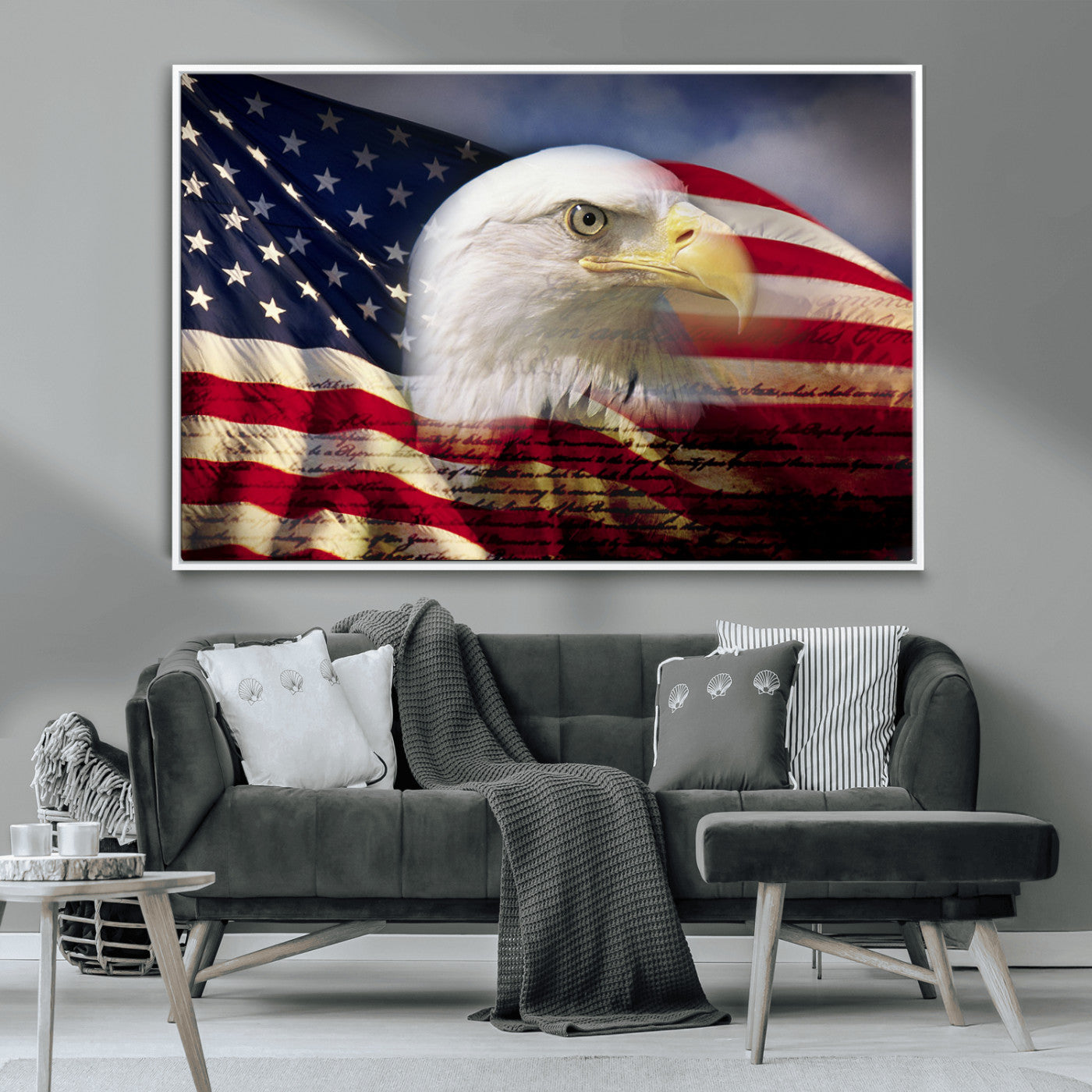 MGV-FC-36X24 - American Flag Eagle Symbol Wall Art, American Flag Eagle Wall Art Canvas Print