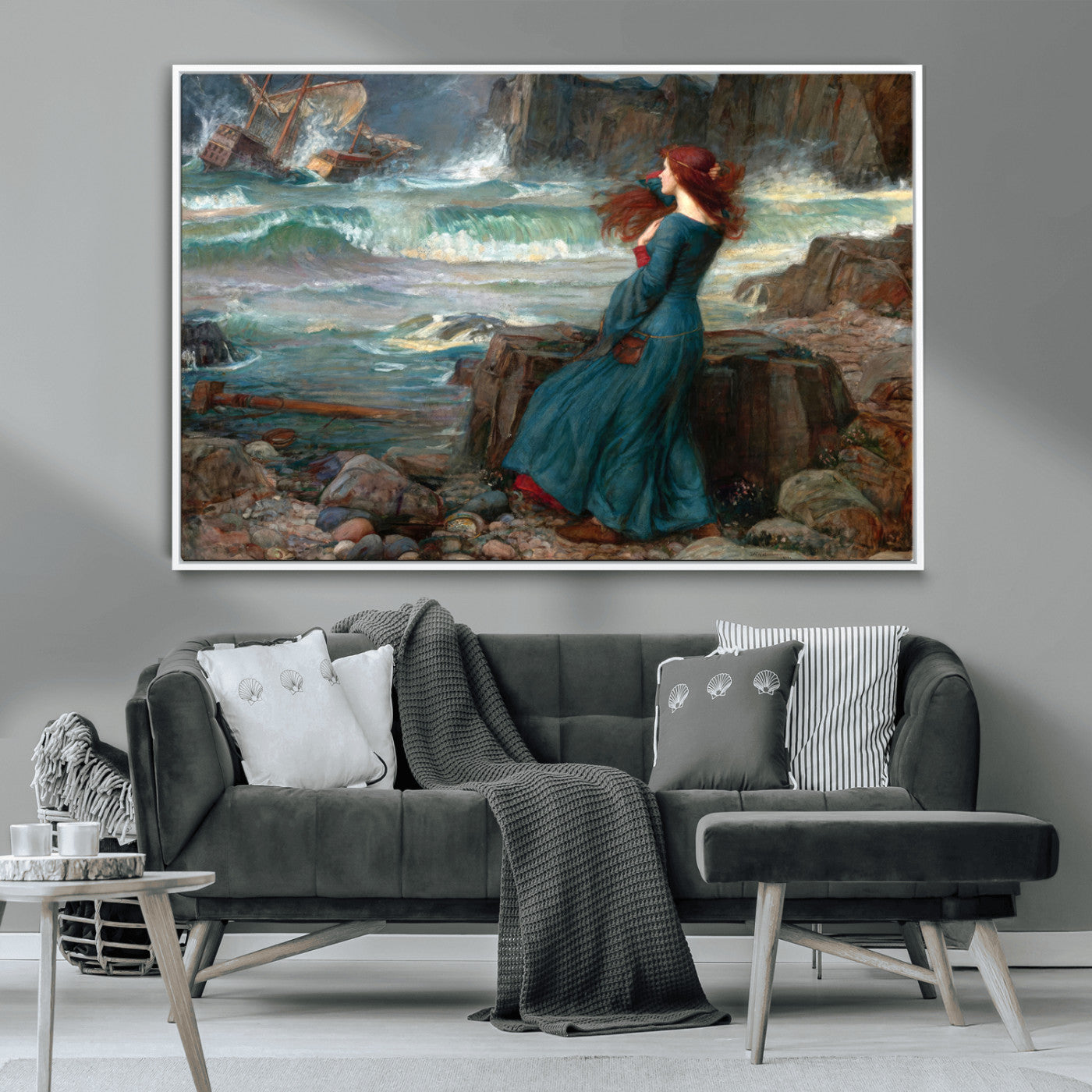 -Miranda by the Shore Wall Art Canvas Print – Tempest Scene Ocean Storm – Ready to Hang