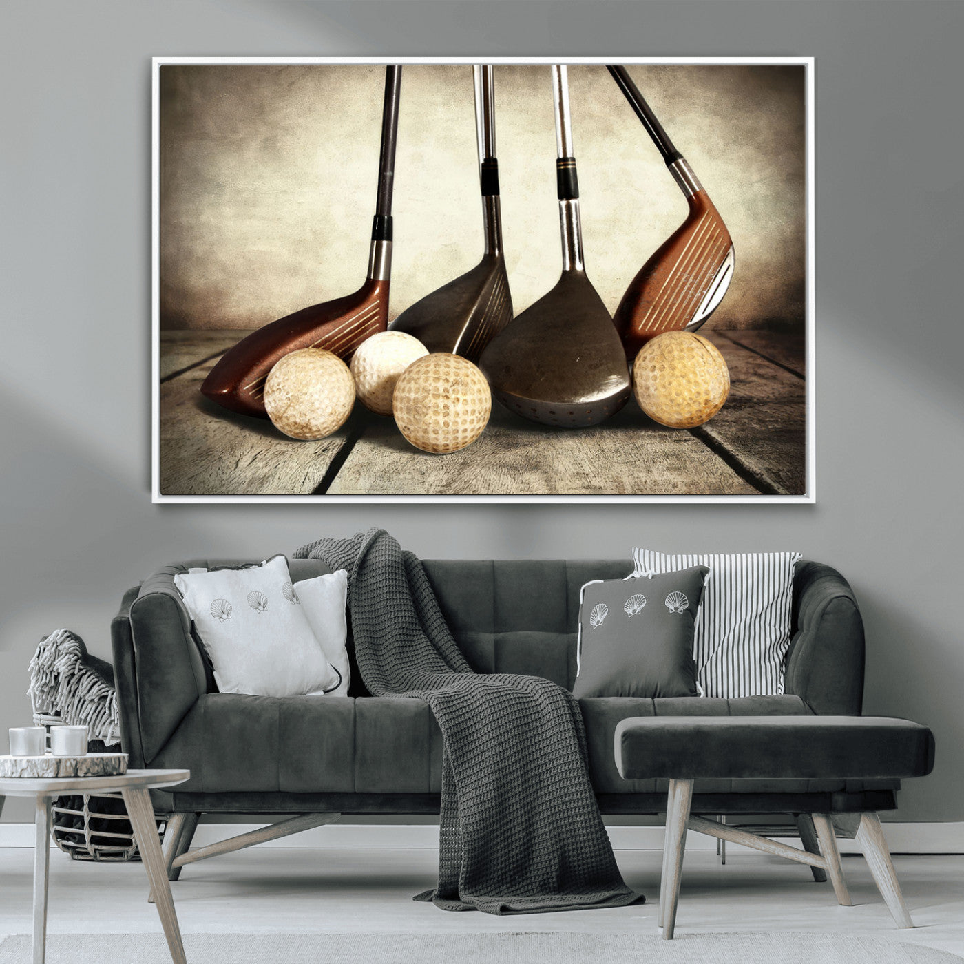 MGV-FC-36X24 - Vintage Golf Ball Art | Golf Decor for Man Cave or Office | Ready to Hang and Framed