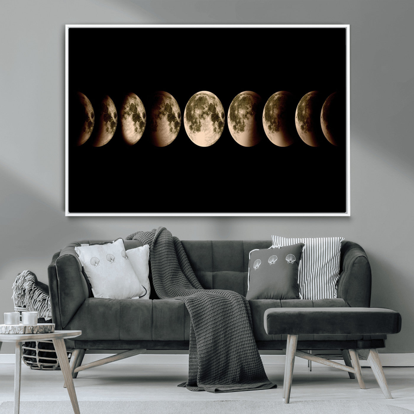 MGV-FC-36X24 - Phases of the Moon Wall Art | Canvas Print for Modern Wall Decor | Ready to Hang and Framed