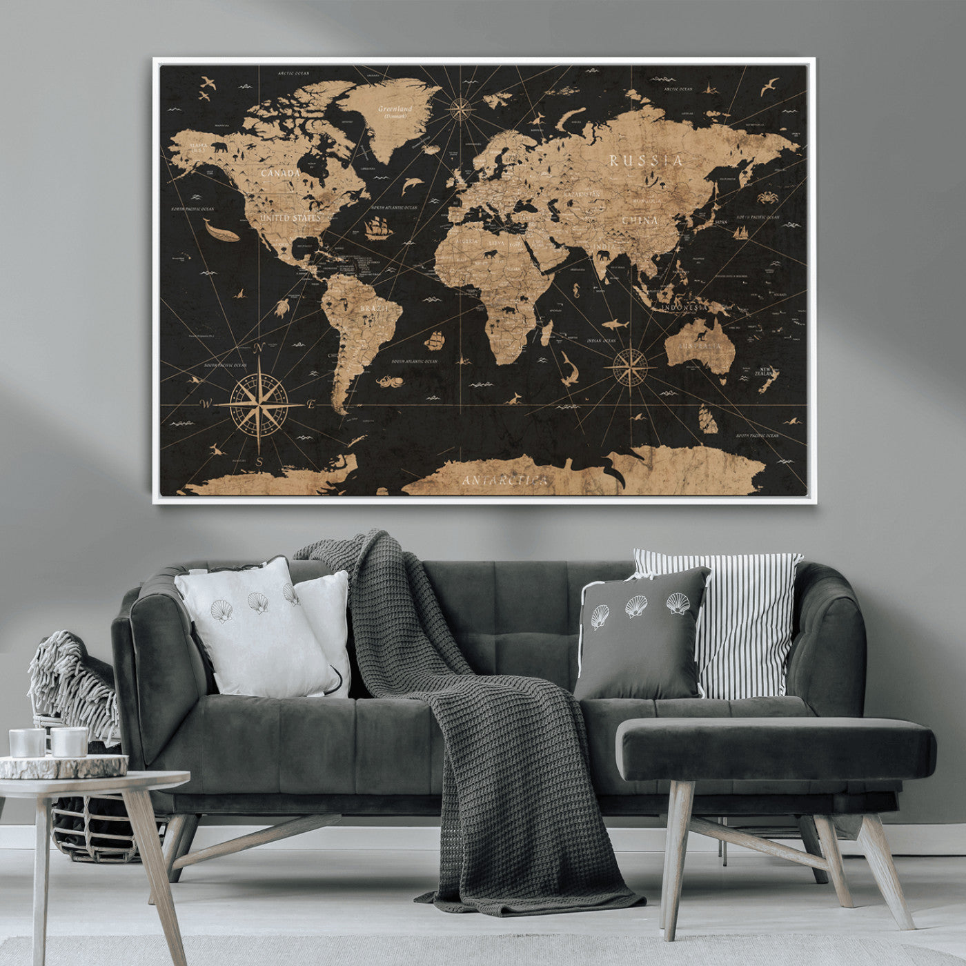 61023-MGV-CV-36X24-World Map Canvas Print – Framed Wall Art for Home Decor