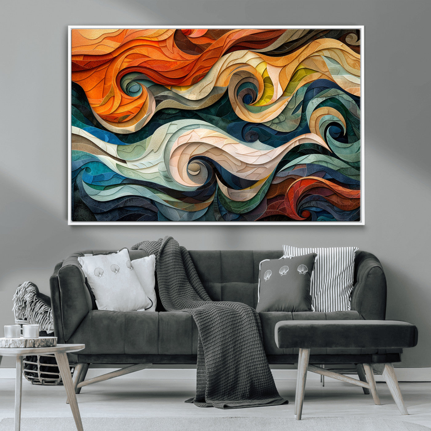 MGV-FC-36X24 - Abstract Wave Wall Art | Ready to Hang Framed Canvas Print | Vibrant Home Decor for Modern Spaces