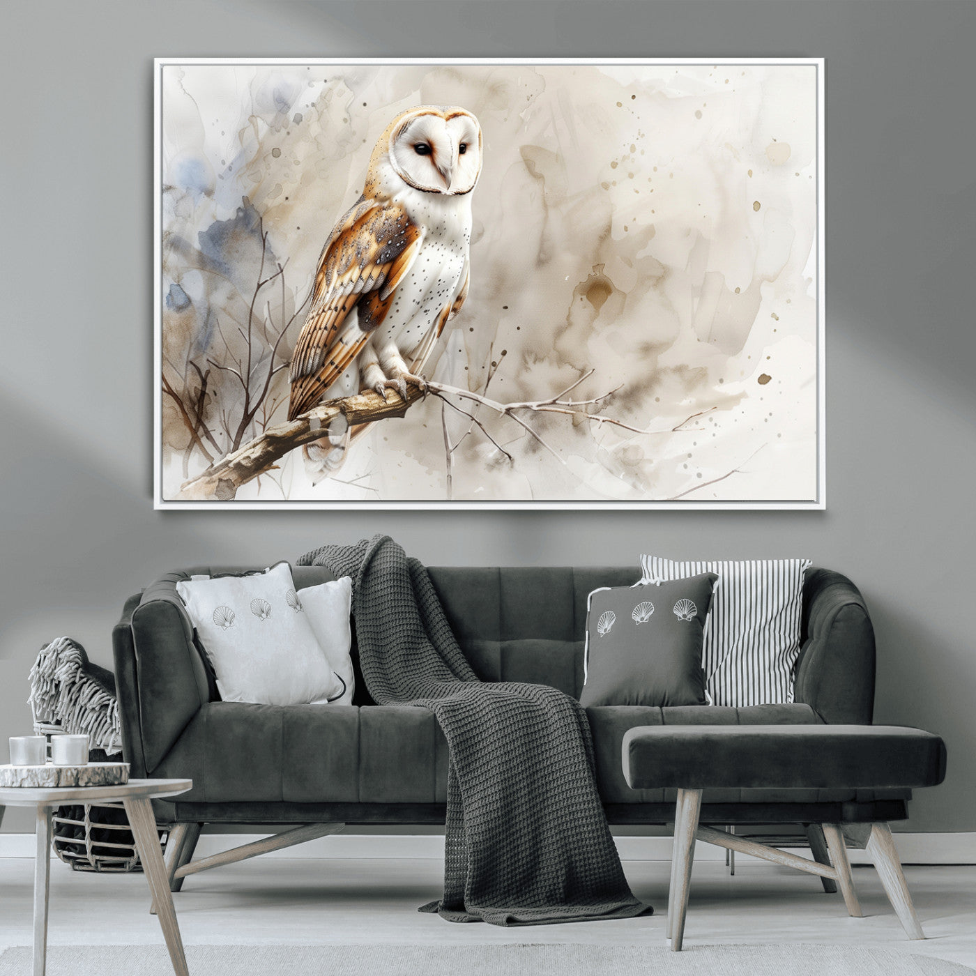 MGV-FC-36X24 - Barn Owl Wall Art | Watercolor Canvas Print | Perfect for Farmhouse Wall Decor | Ready to Hang