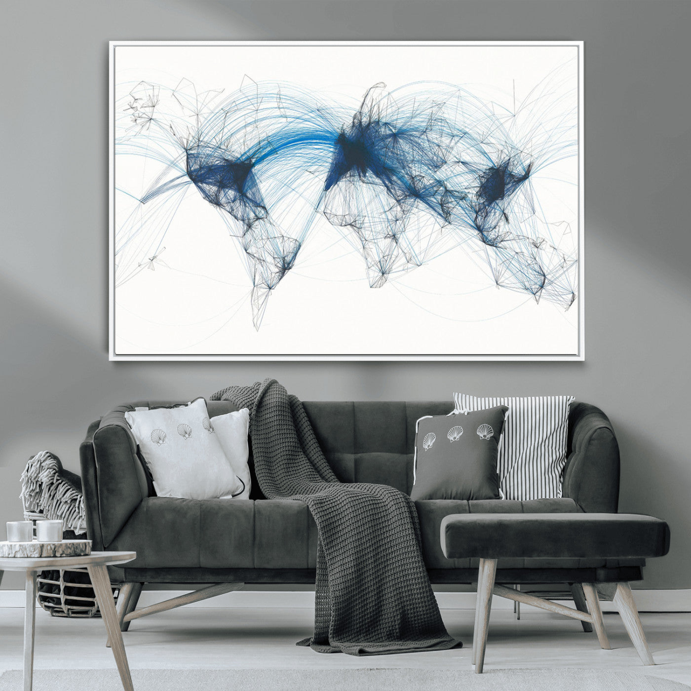 MGV-FC-36X24 - Push Pin World Map Canvas Print – Framed Wall Art for Couples to Track Their Travels – Anniversary