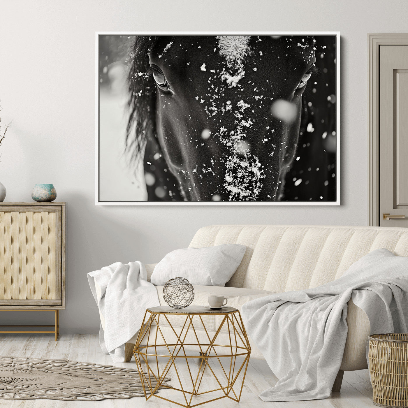 Winter Horse Snow Wall Art Canvas Print