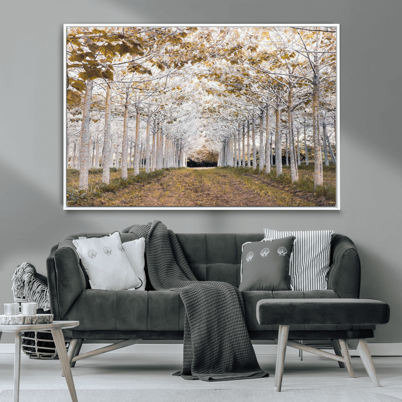 MGV-FC-36X24 - Forest Grove Wall Art | Serene Pathway Canvas Print | Ready to Hang and Framed Nature Wall Decor for