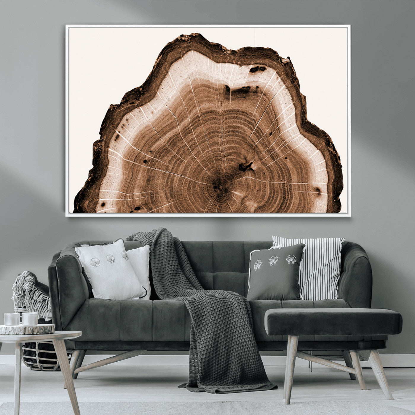 45195-MGV-CV-36X24-Rustic Wood Rings Wall Art | Nature-Inspired Tree Ring Canvas Print | Ready to Hang and Framed for
