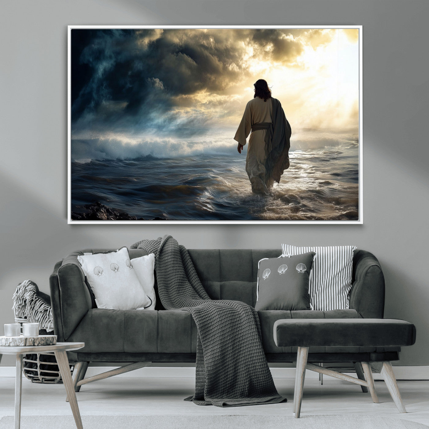 MGV-FC-36X24 - Jesus Walking on Water Wall Art | Canvas Print | Ready to Hang | Christian Home Decor | Spiritual