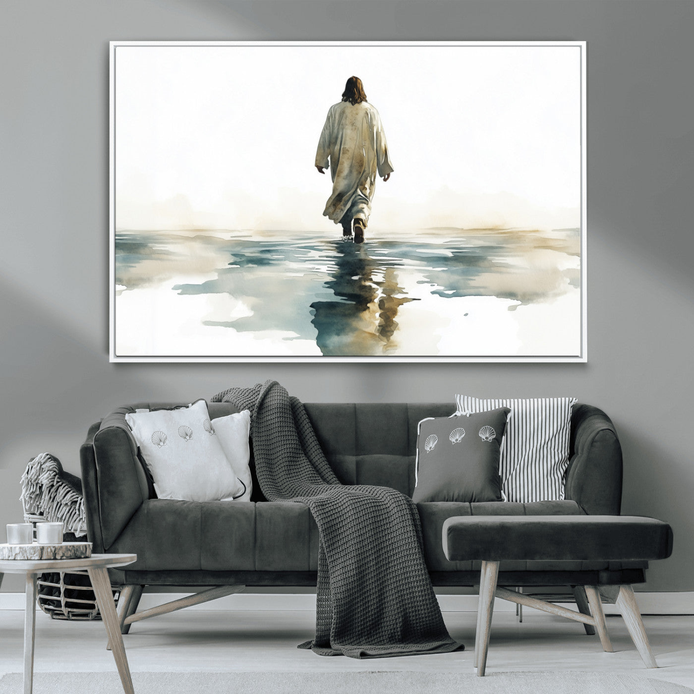 MGV-FC-36X24 - Abstract Jesus Wall Art Canvas Print, Christian Wall Art, Jesus Christ Walking
