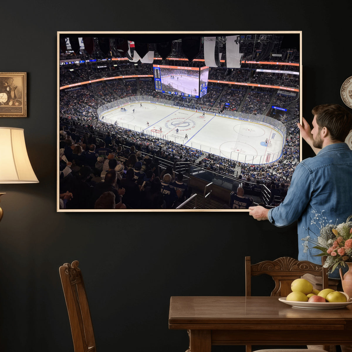 51641-MGV-CV-36X24 - Amalie Arena Florida Wall Art Canvas Print, NHL Hockey, Framed and Ready to Hang