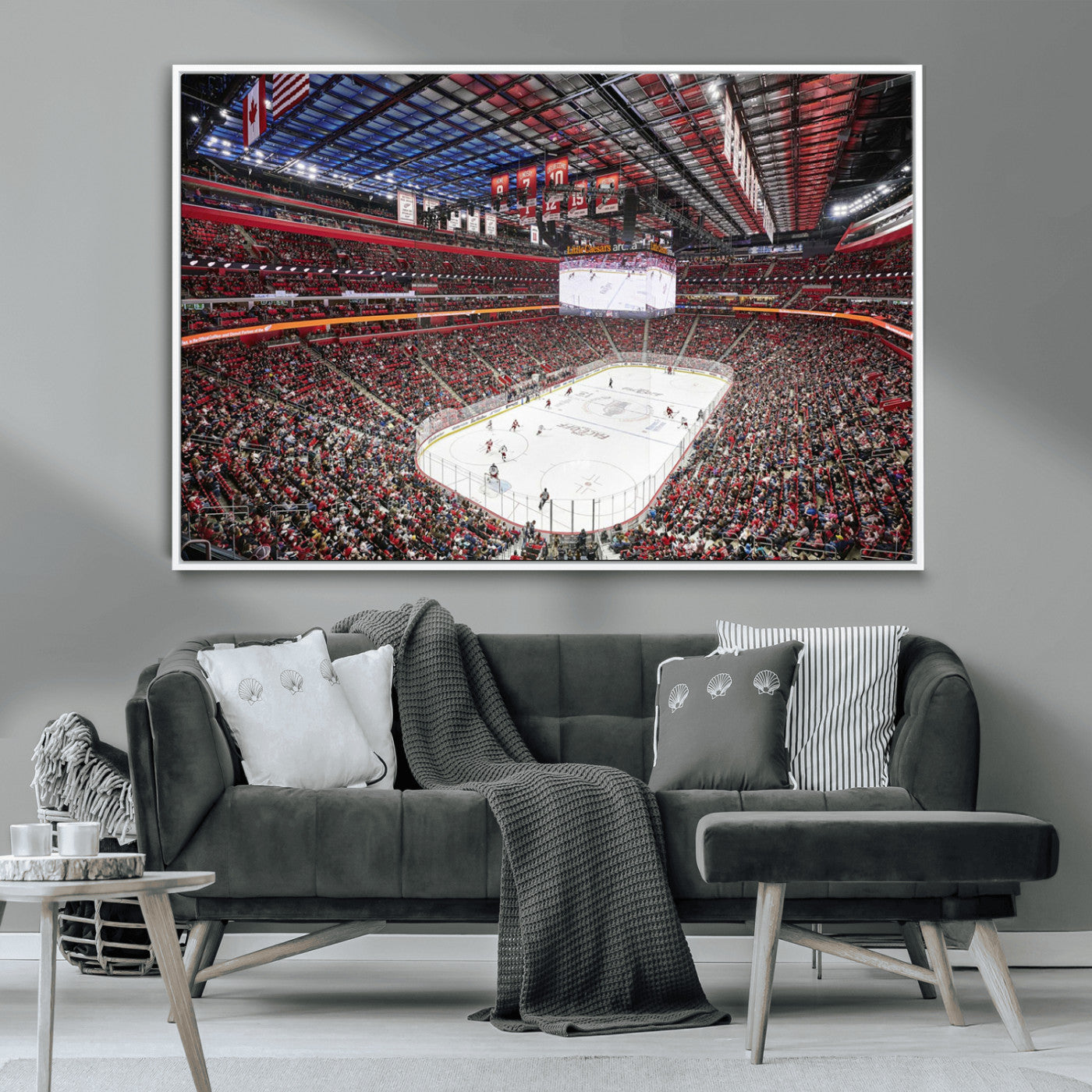MGV-FC-36X24 - Barton Malow Little Caesars Arena Detroit Wall Art Canvas Print - Detroit Hockey and Basketball