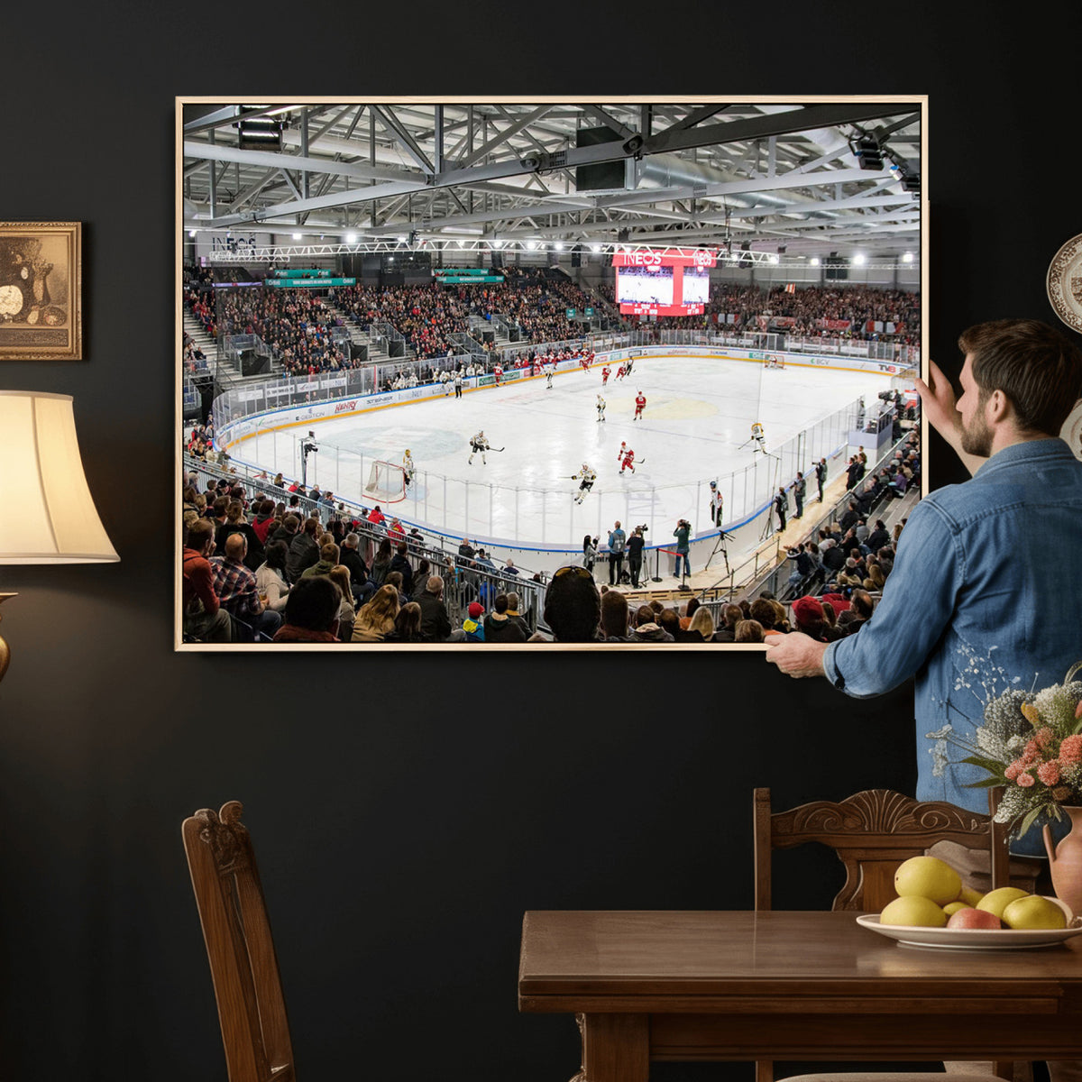 79352-MGV-CV-36X24 - Lausanne Arena Ice Hockey Stadium Wall Art Canvas Print