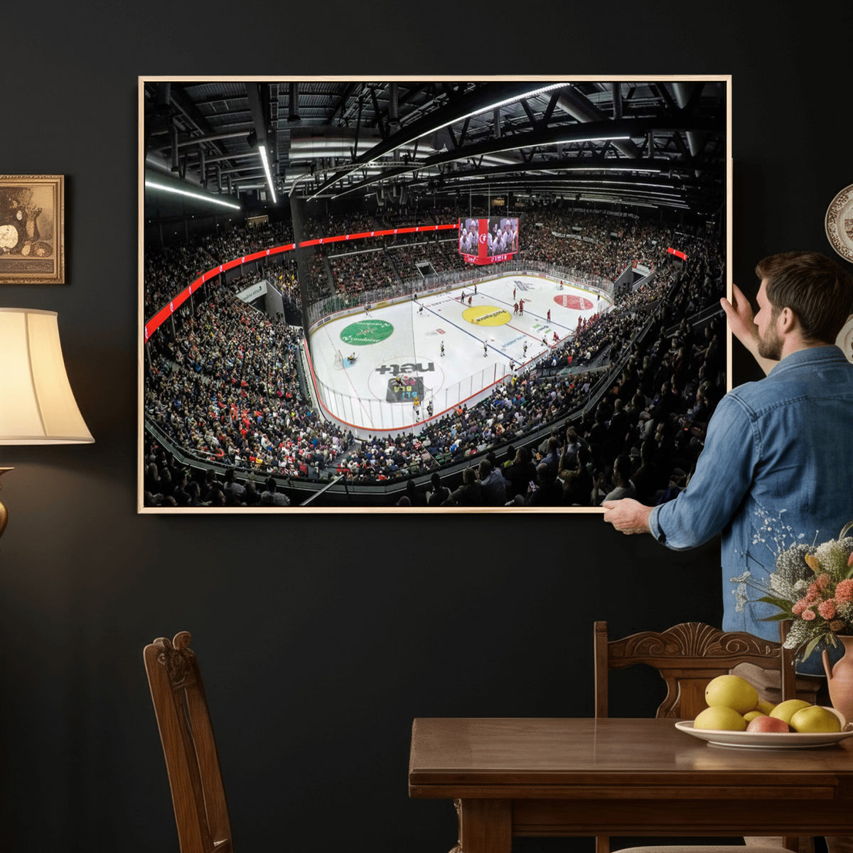 46282-MGV-CV-36X24 - Vaudoise Lausanne Ice Hockey Arena Stadium Wall Art Canvas