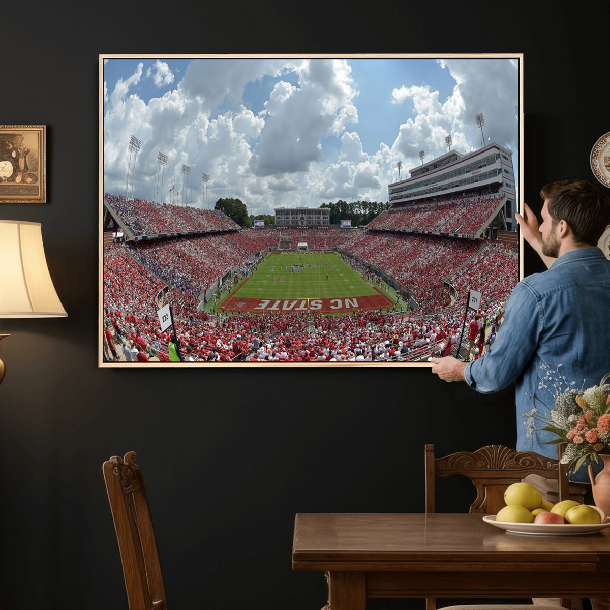 30640-MGV-CV-36X24 - NC State Wolfpack Football Team Print Canvas- Raleigh Carter-Finley Stadium Wall Art Canvas Print