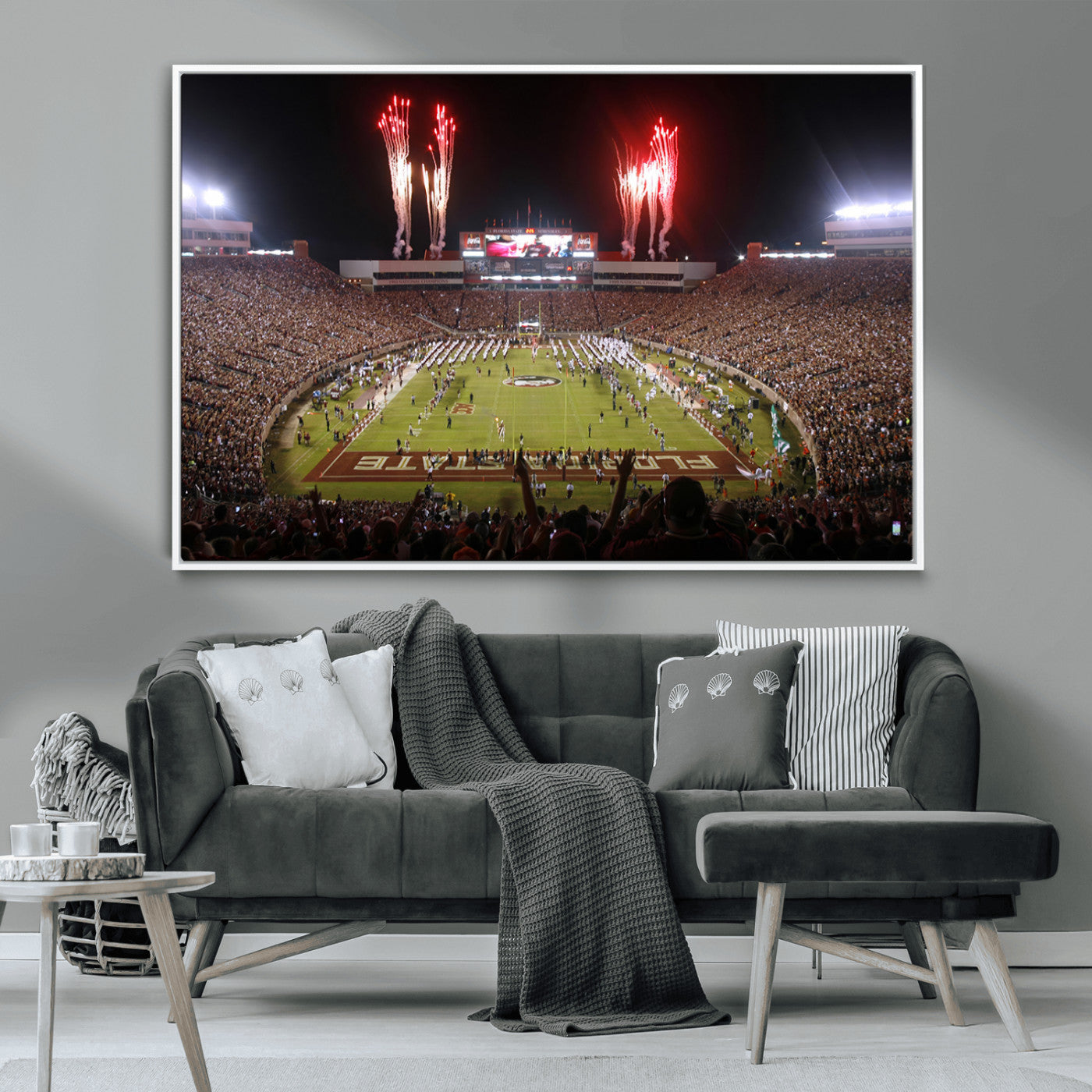 MGV-FC-36X24 - Framed Florida State Seminoles Football Team Print - Tallahassee Doak Campbell Stadium Wall Art