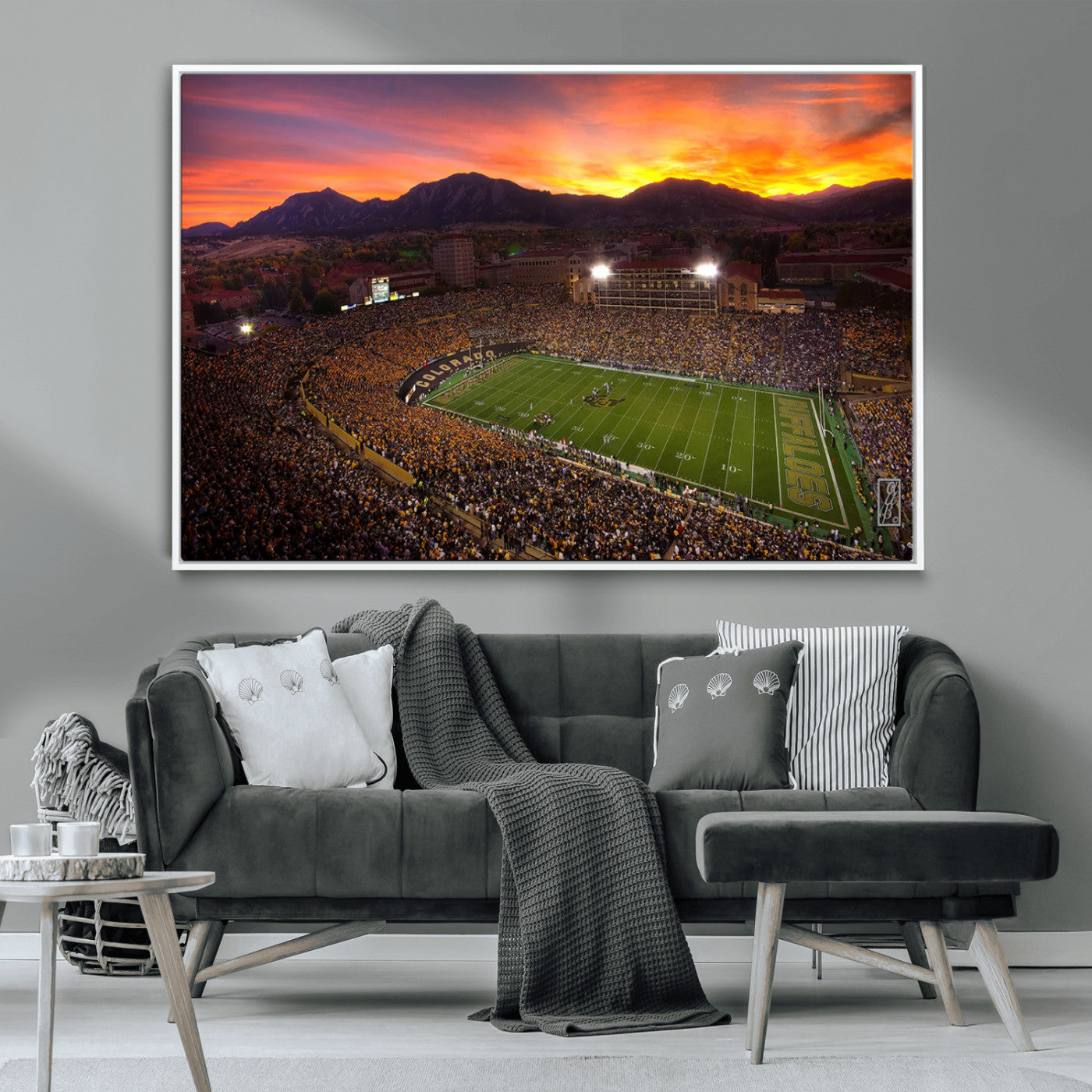 MGV-FC-36X24 - Colorado Buffaloes Football Team Print - Boulder Folsom Field Stadium Wall Art Canvas Print