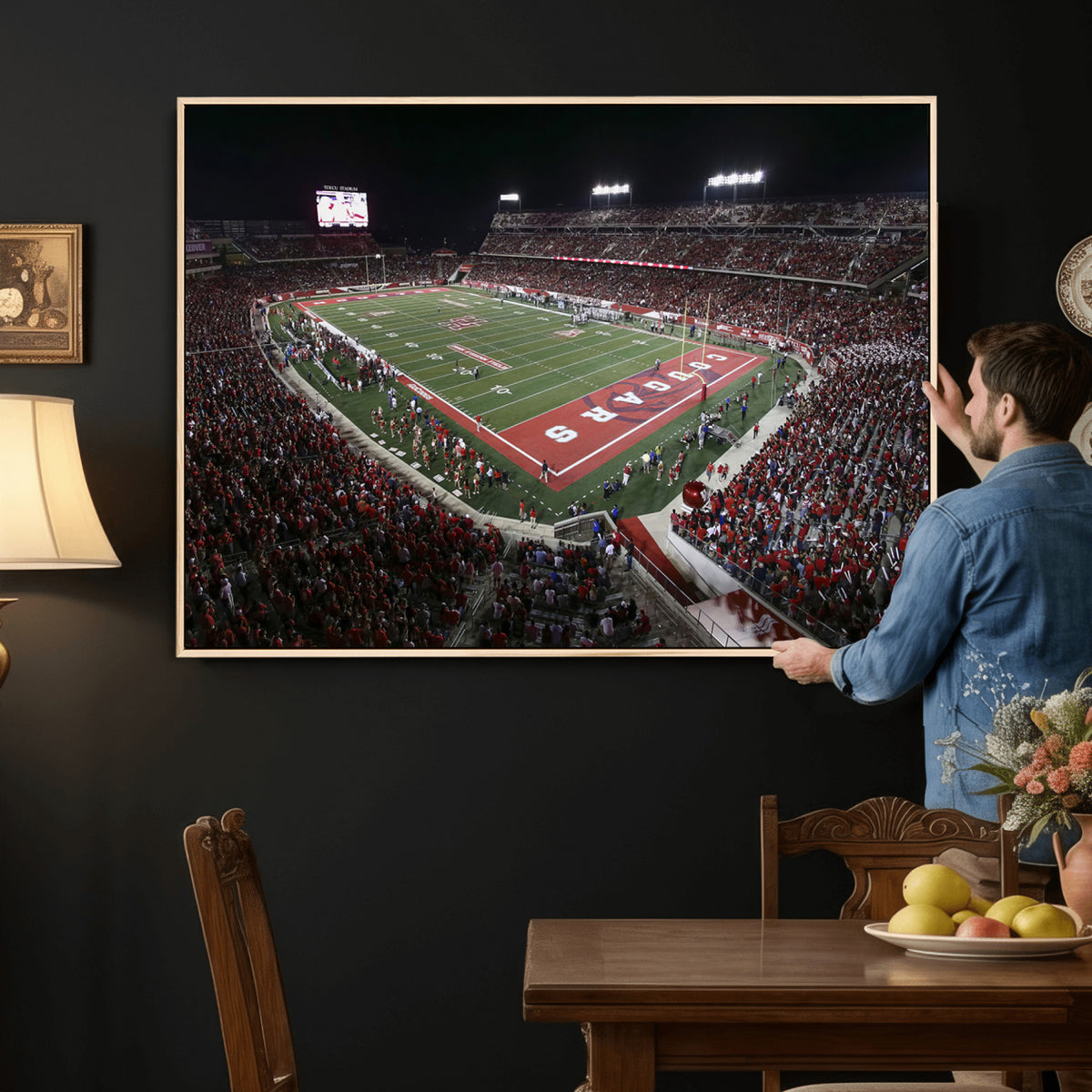 94207-MGV-CV-36X24 - Houston Cougars Football Team Print - Houston TDECU Stadium Wall Art Canvas Print