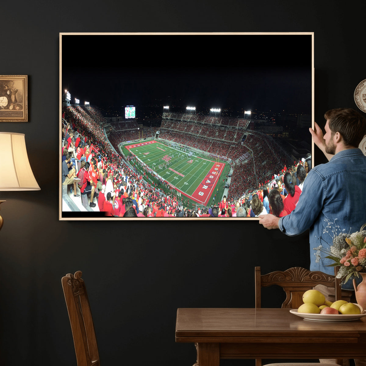 67036-MGV-CV-36X24 - Houston Cougars Football Team Print - Houston TDECU Stadium Wall Art Canvas Print