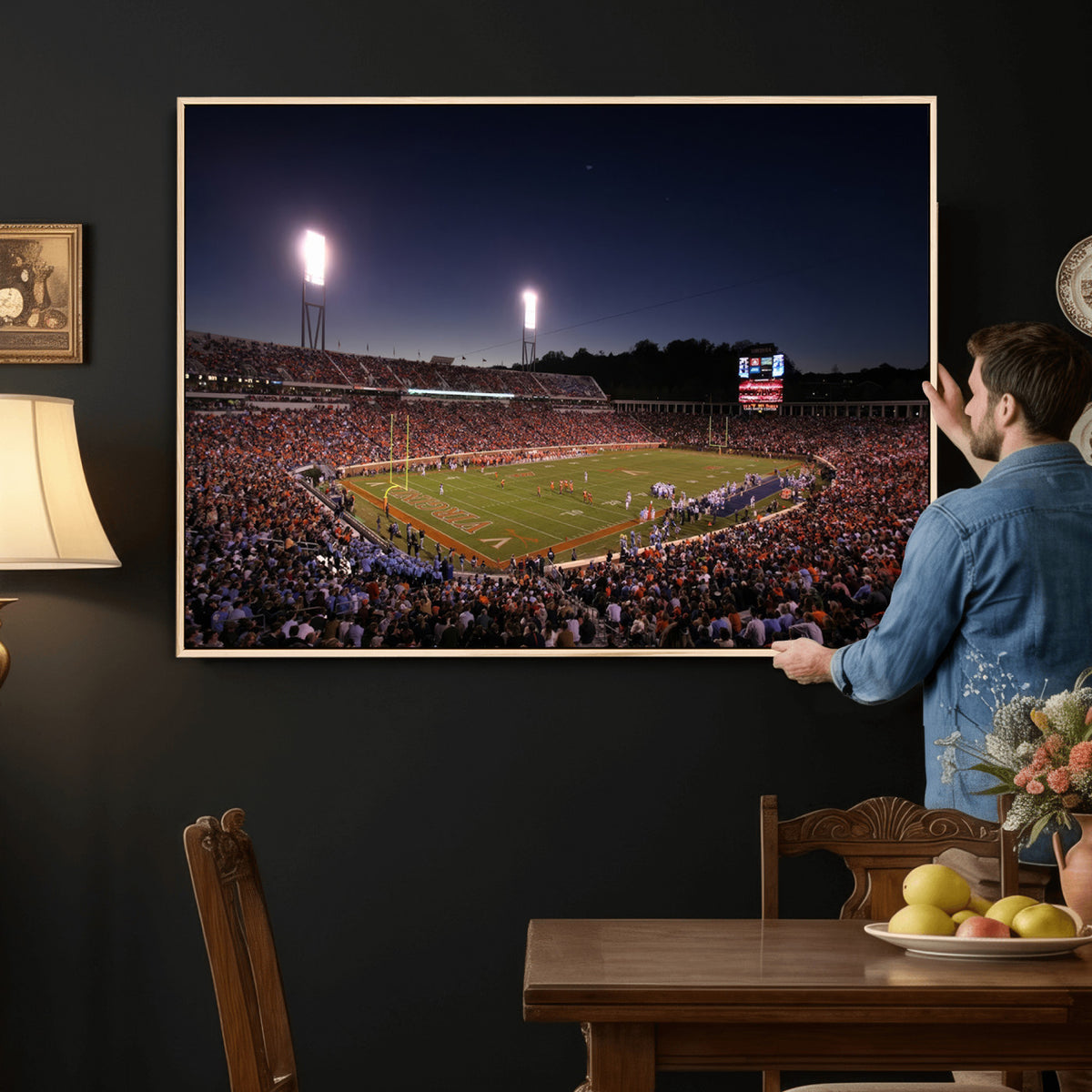 69378-MGV-CV-36X24 - Virginia Cavaliers Football Team Print - Charlottesville Scott Stadium Canvas Print Wall Art