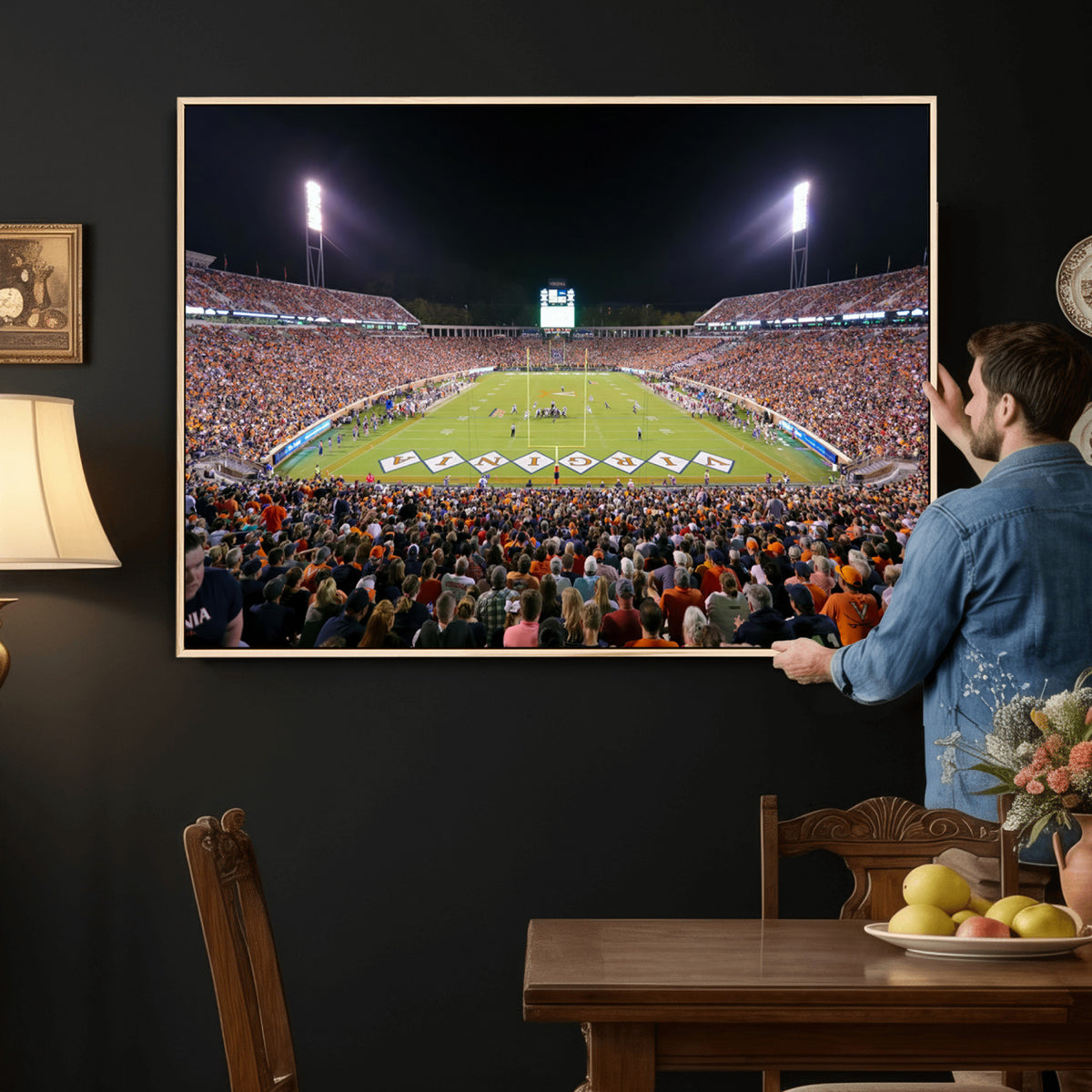 98441-MGV-CV-36X24 - Virginia Cavaliers Football Team Print - Charlottesville Scott Stadium Wall Art Canvas Print