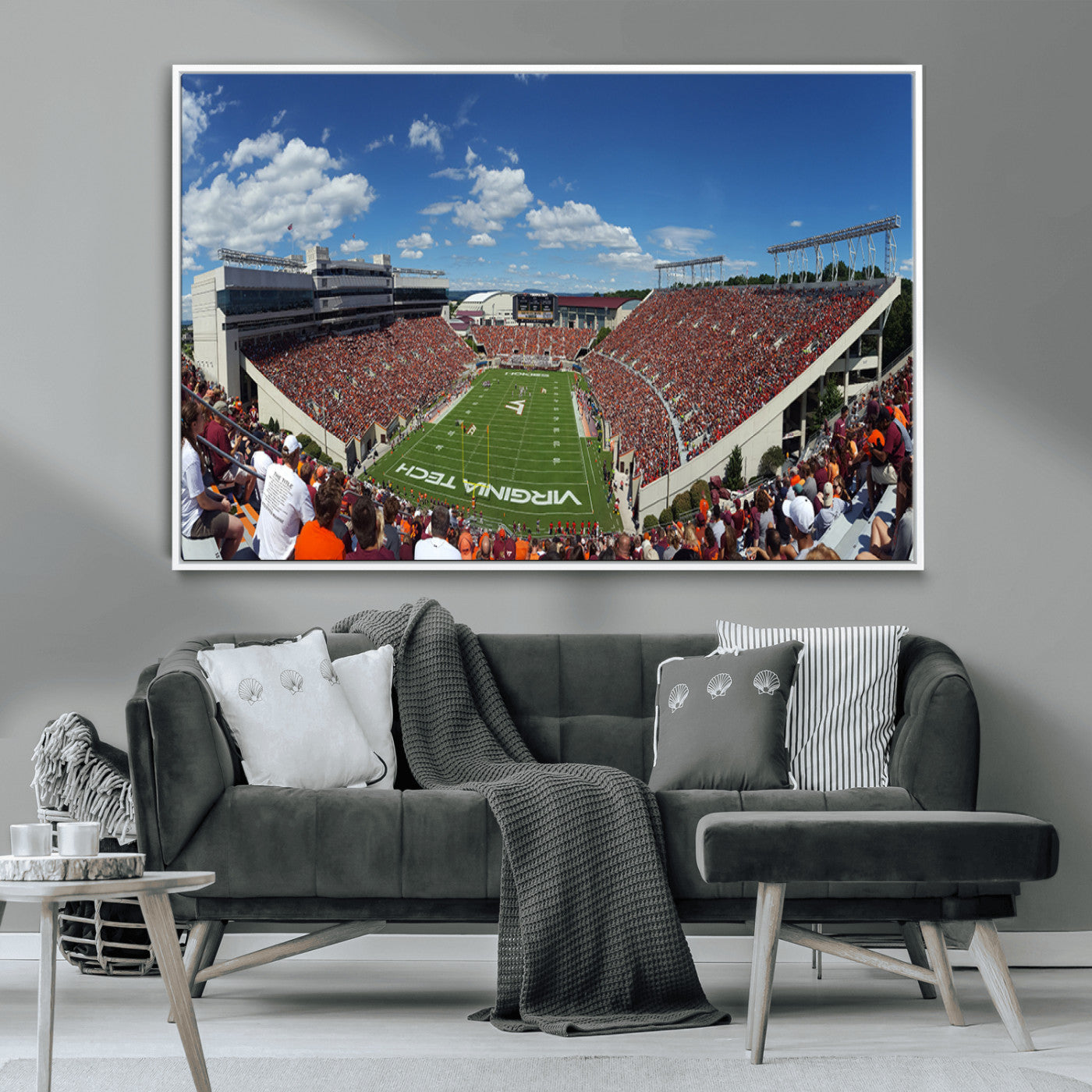MGV-FC-36X24 - Virginia Tech Hokies Football Team Print - Blacksburg Lane Stadium Wall Art Canvas Print