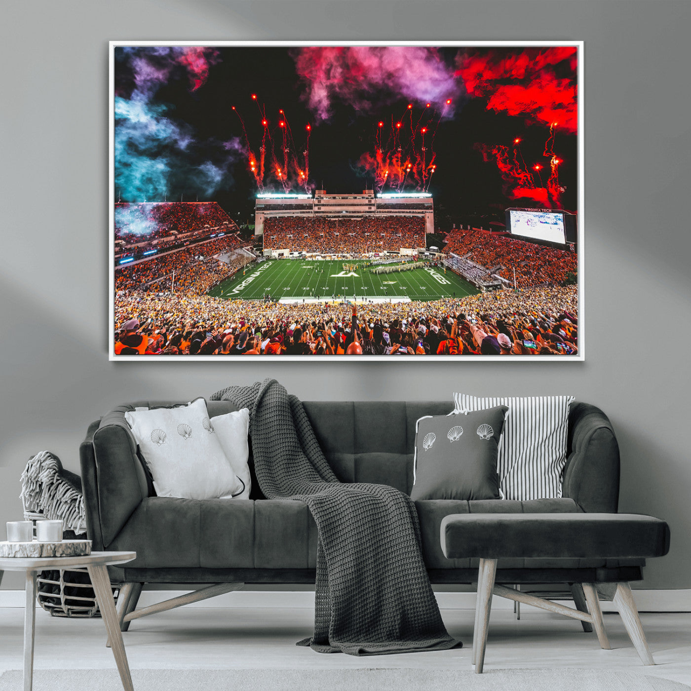 MGV-FC-36X24 - Virginia Tech Hokies Football Team Print - Blacksburg Lane Stadium Wall Art Canvas Print