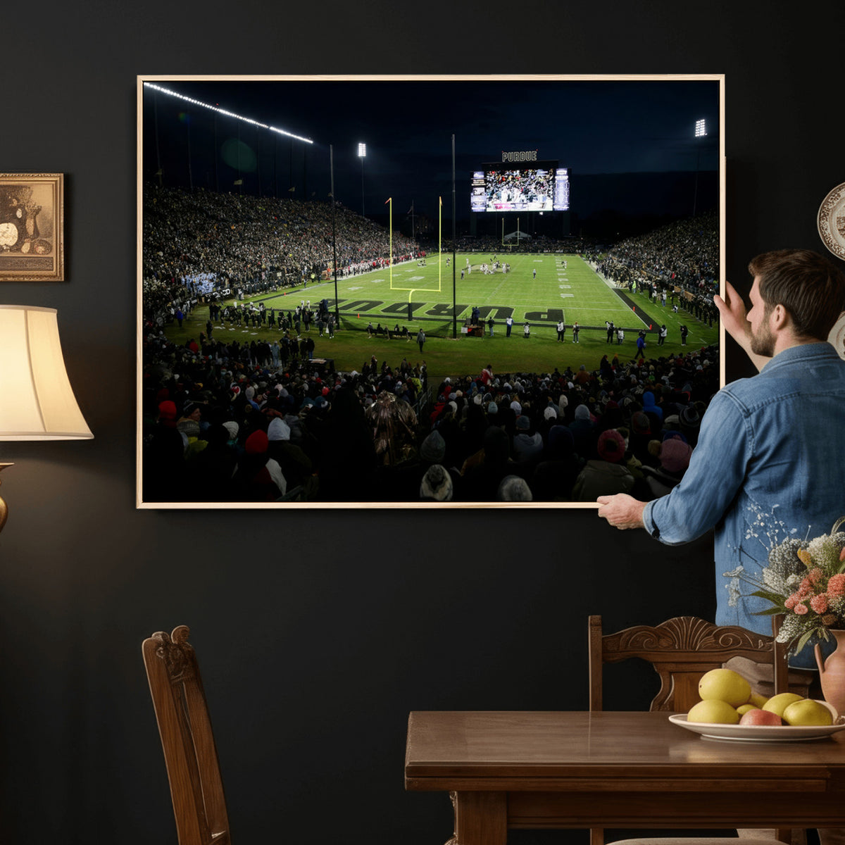 60140-MGV-CV-36X24 - Purdue Boilermakers Football Team Print - West Lafayette Ross–Ade Stadium Wall Art Canvas Print