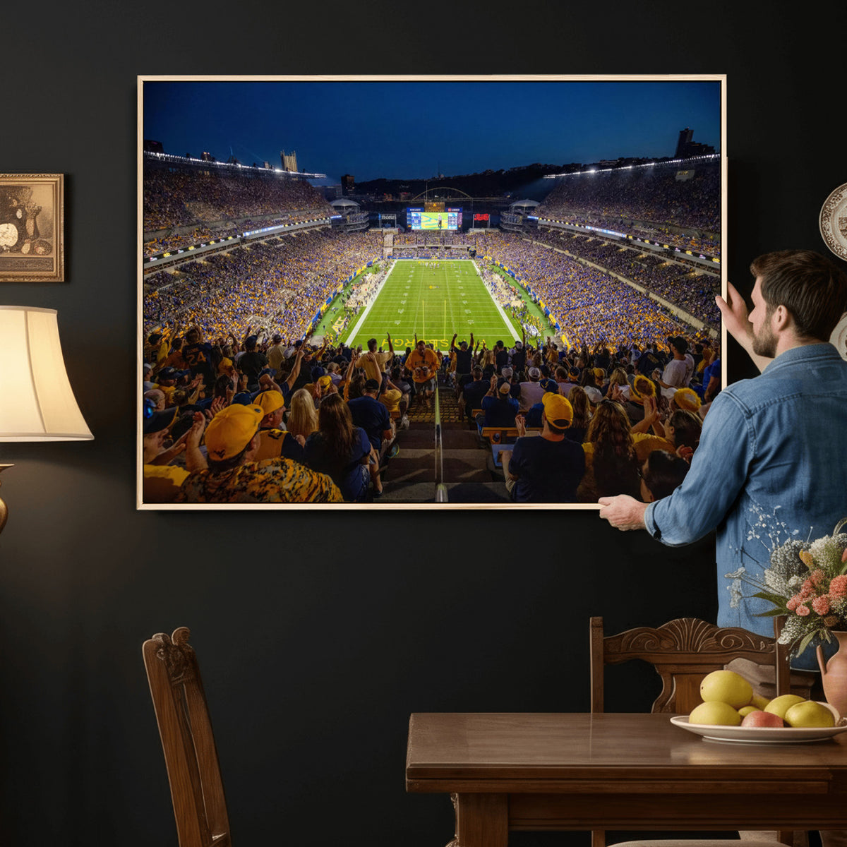 62297-MGV-CV-36X24 - Pittsburgh Panthers Football Team Print - Pittsburgh Acrisure Stadium Wall Art Canvas Print