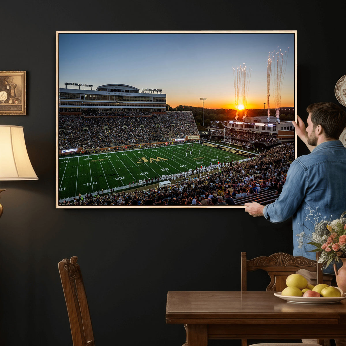 29253-MGV-CV-36X24 - Demon Deacons Football Team Print Canvas- Winston-Salem Allegacy Federal Credit Union Stadium Wall