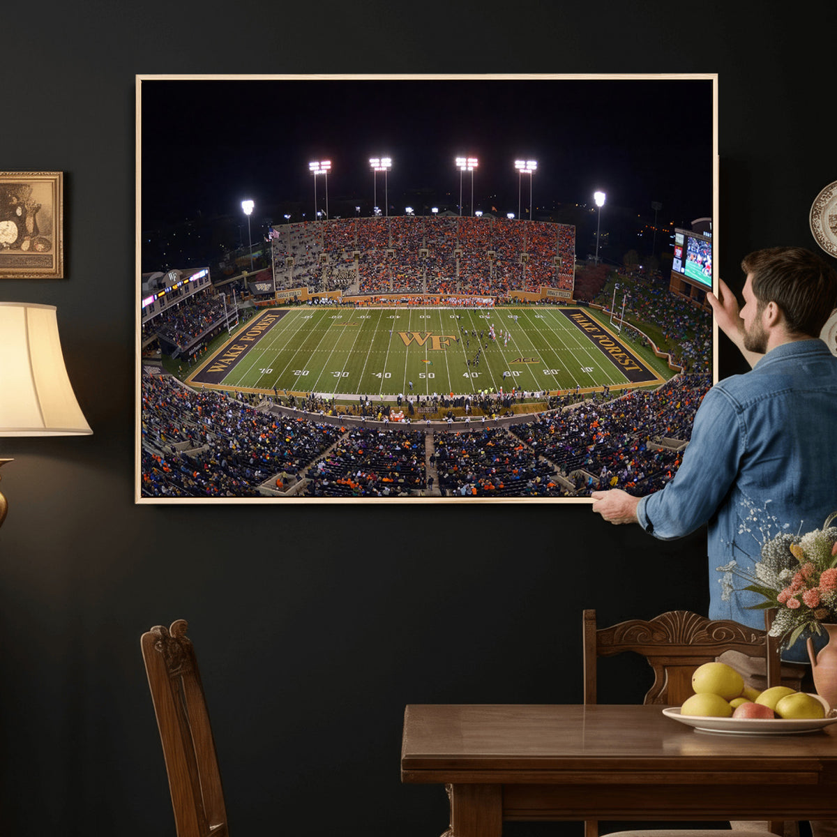 26033-MGV-CV-36X24 - Demon Deacons Print Canvas, Football Team Print