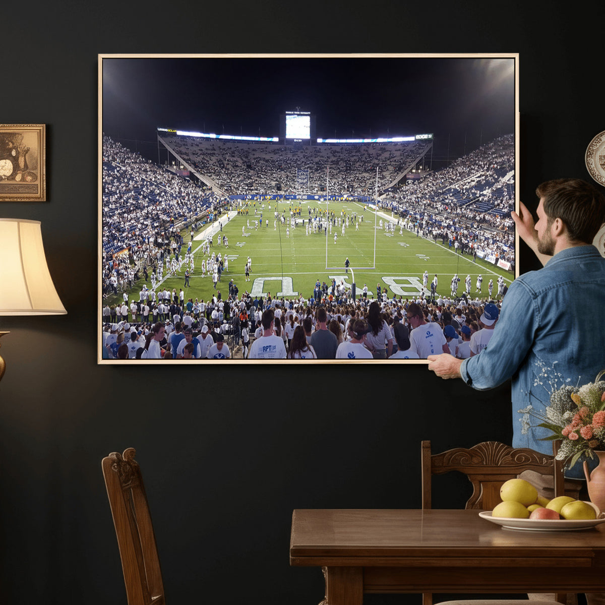 65036-MGV-CV-36X24 - Brigham Young University Cougars Football Print Canvas - Provo LaVell Edwards Stadium Wall Art