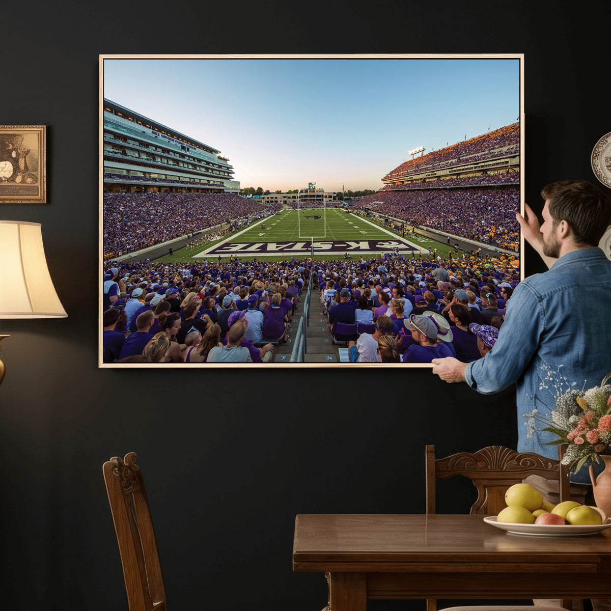 82792-MGV-CV-36X24 - Kansas State University Wildcats Football Team Print - Manhattan Bill Snyder Family Football Stadium