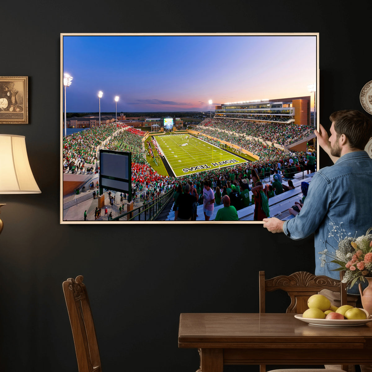 25916-MGV-CV-36X24 - University of North Texas Mean Green Football Team Print - Denton DATCU Stadium Canvas Print Wall