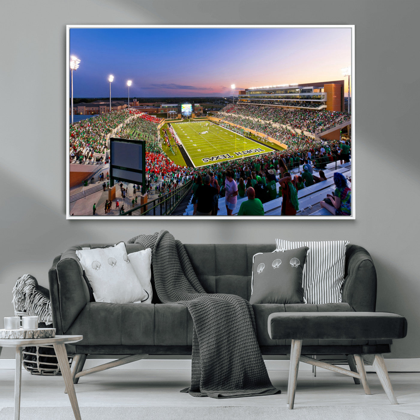 MGV-FC-36X24 - University of North Texas Mean Green Football Team Print - Denton DATCU Stadium Wall Art Canvas