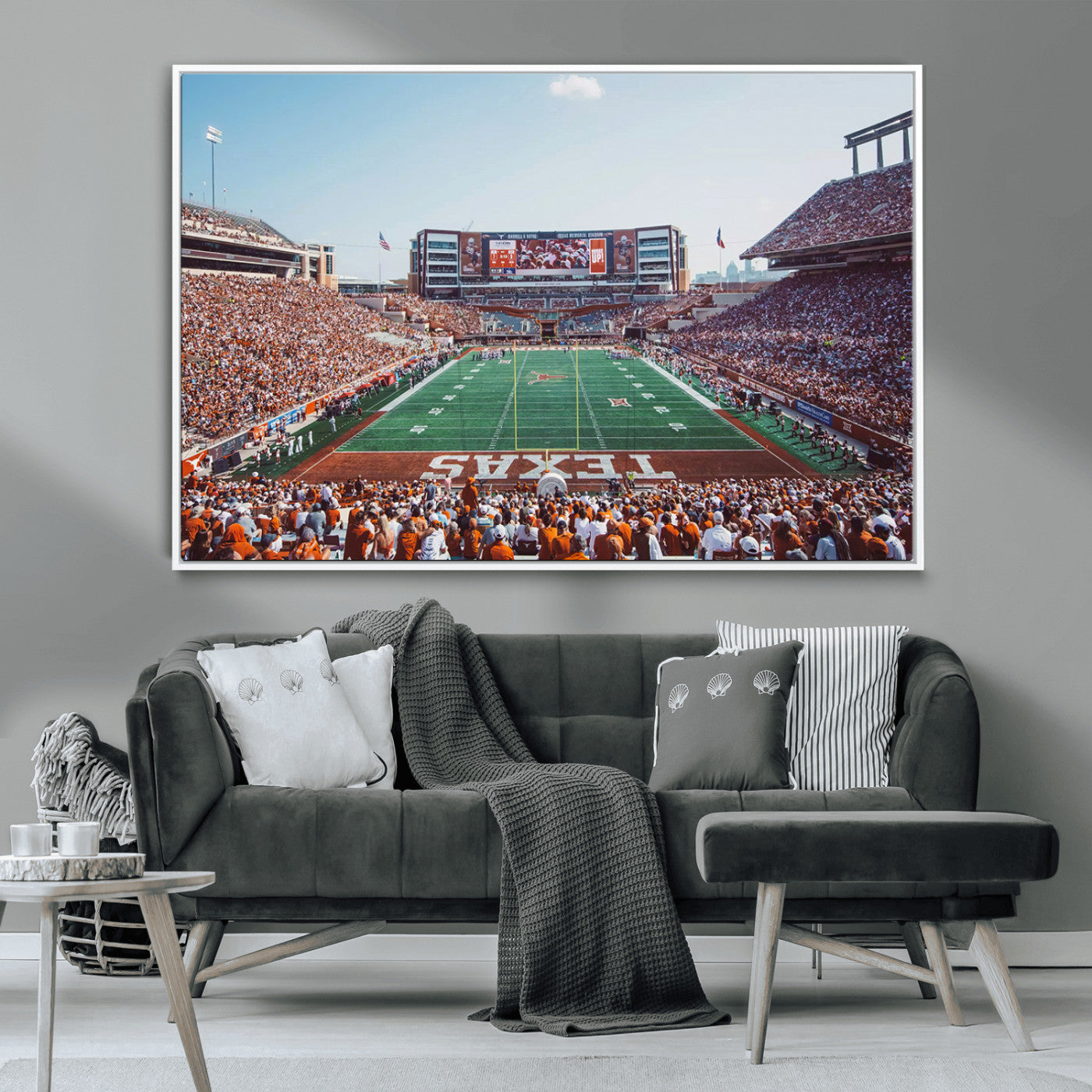 MGV-FC-36X24 - Framed Texas Memorial Stadium Canvas, University of Texas Longhorns Football Team Print - Austin