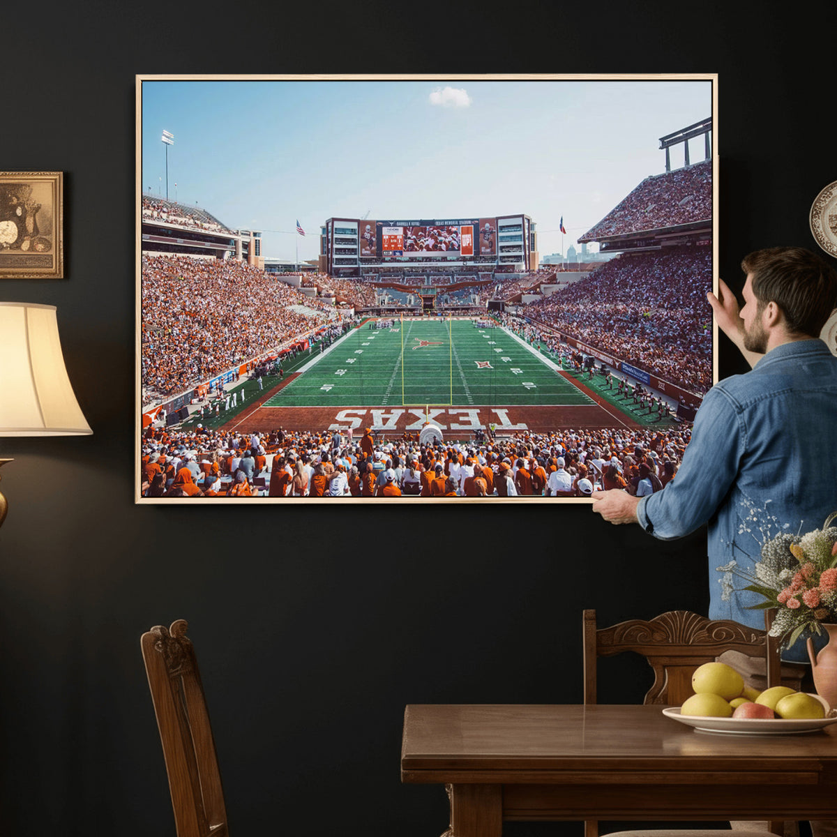 14826-MGV-CV-36X24 - Framed Texas Memorial Stadium Canvas, University of Texas Longhorns Football Team Print - Austin