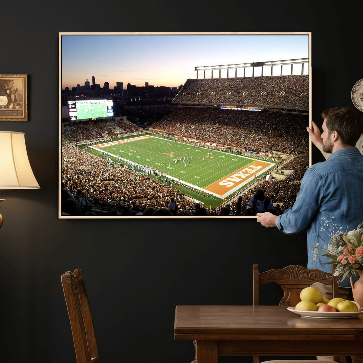 11455-MGV-CV-36X24 - Darrell K Royal-Texas Memorial Stadium Canvas Wall Art - Texas Longhorns Football Match