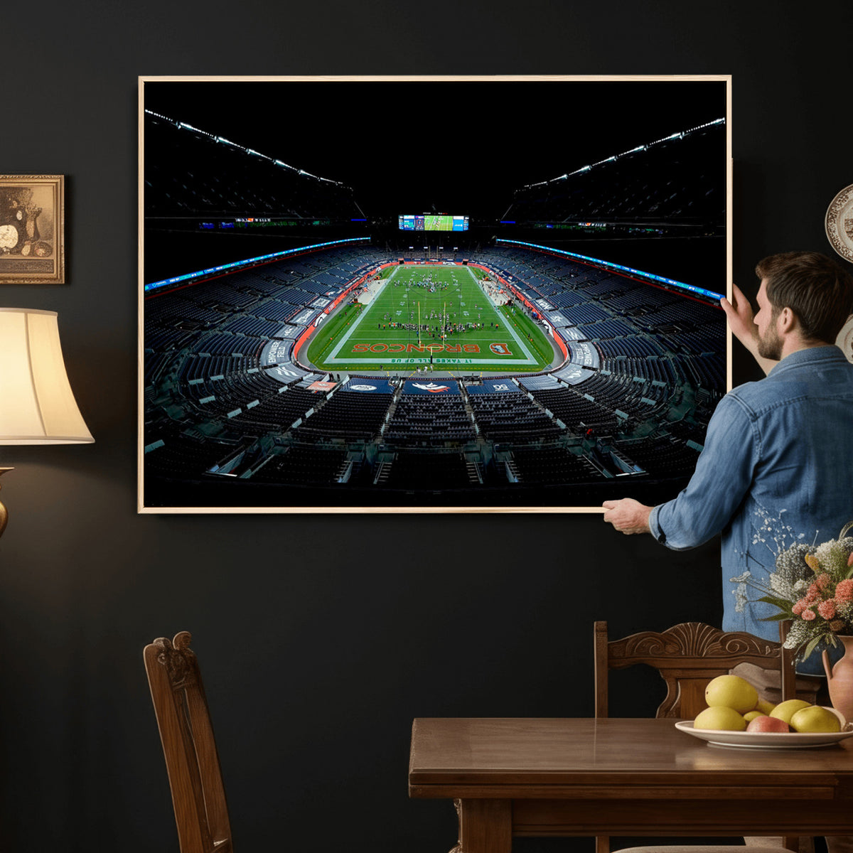 14797-MGV-CV-36X24 - Denver Broncos Football Team Print Canvas- Denver Empower Field at Mile High Stadium Wall Art Canvas