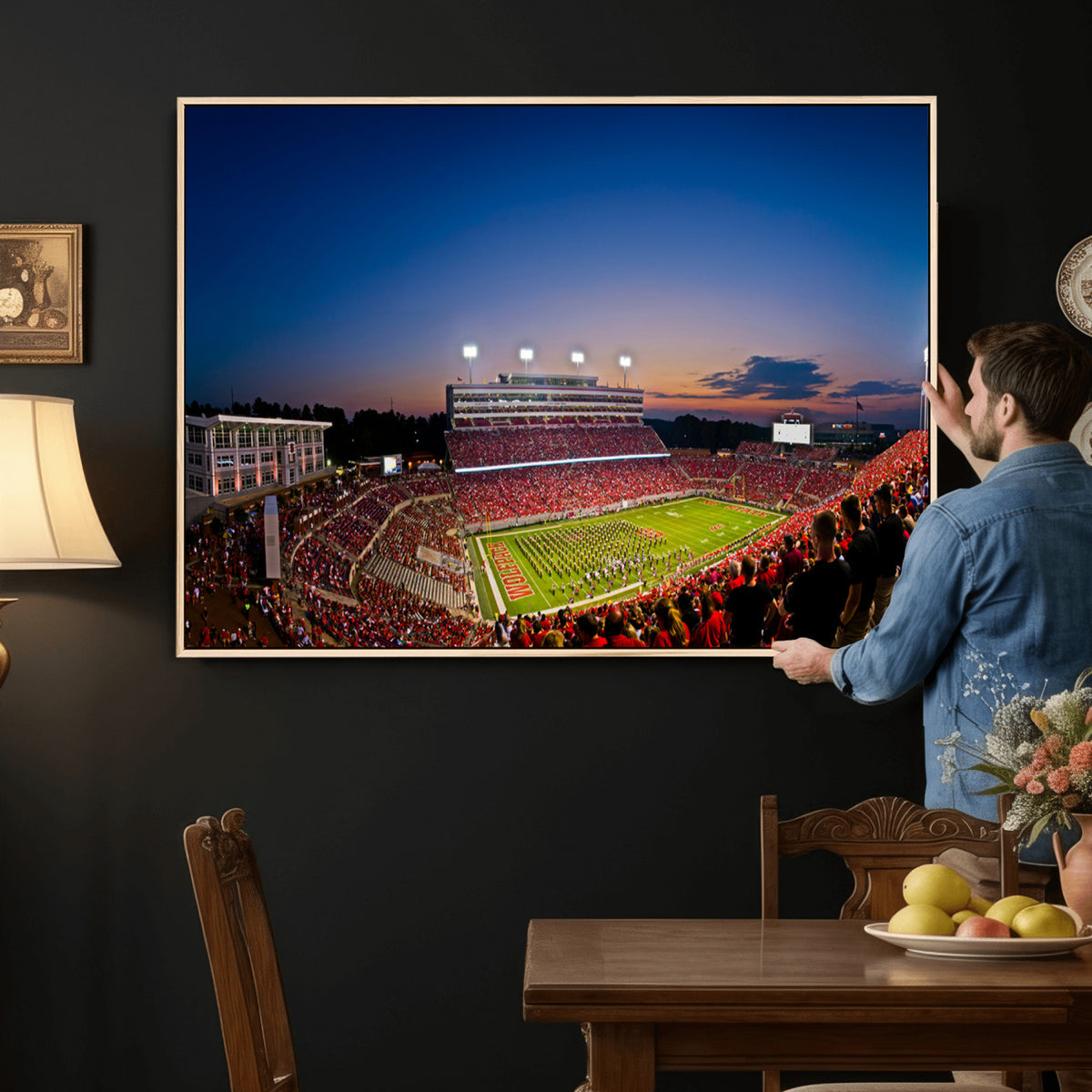 76202-MGV-CV-36X24 - Wolfpack Football Team Wall Art Print - Raleigh Carter-Finley Stadium Wall Art Canvas Print
