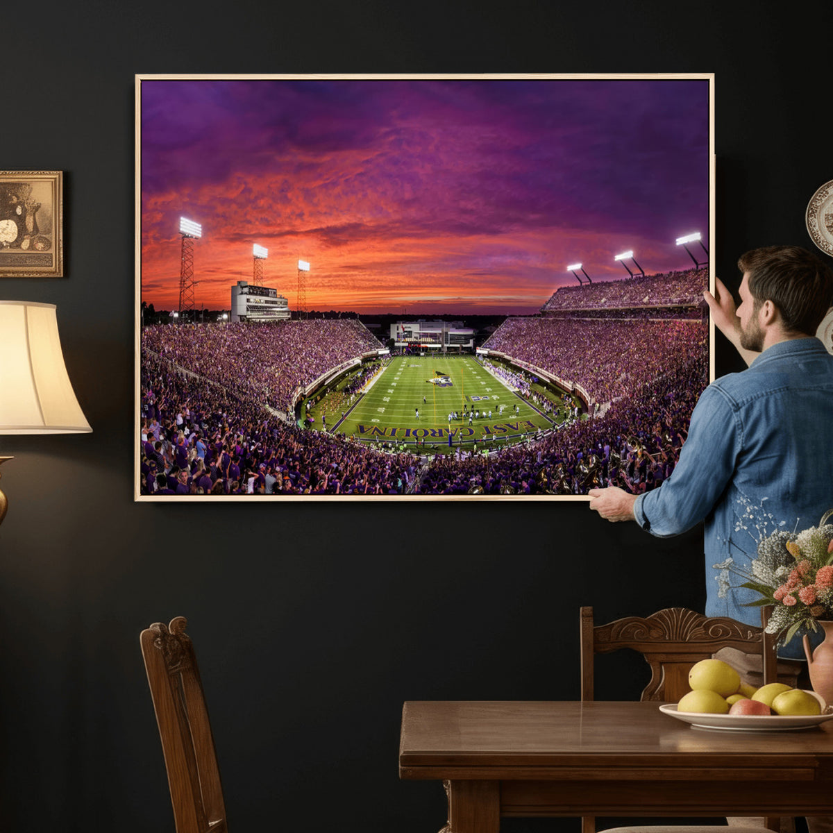 88575-MGV-CV-36X24 - East Carolina University Pirates Football Print Canvas- Greenville Dowdy-Ficklen Stadium Wall Art