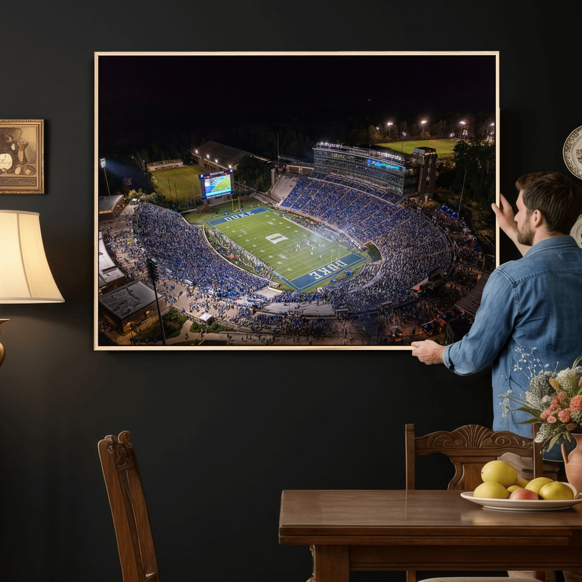 42347-MGV-CV-36X24 - Duke University Blue Devils Football Print Canvas - Durham Wallace Wade Stadium Wall Art Canvas