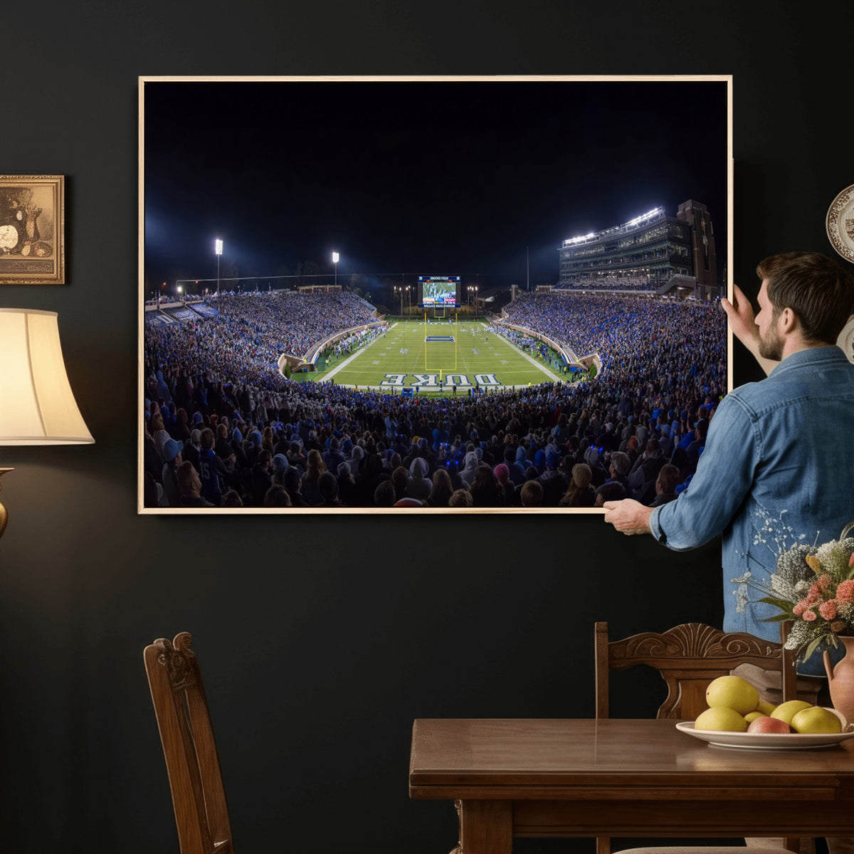 21070-MGV-CV-36X24 - Duke University Blue Devils Football Team Print - Durham Wallace Wade Stadium Wall Art Canvas Print